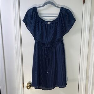 Paper Crane Blue Striped Mini Dress